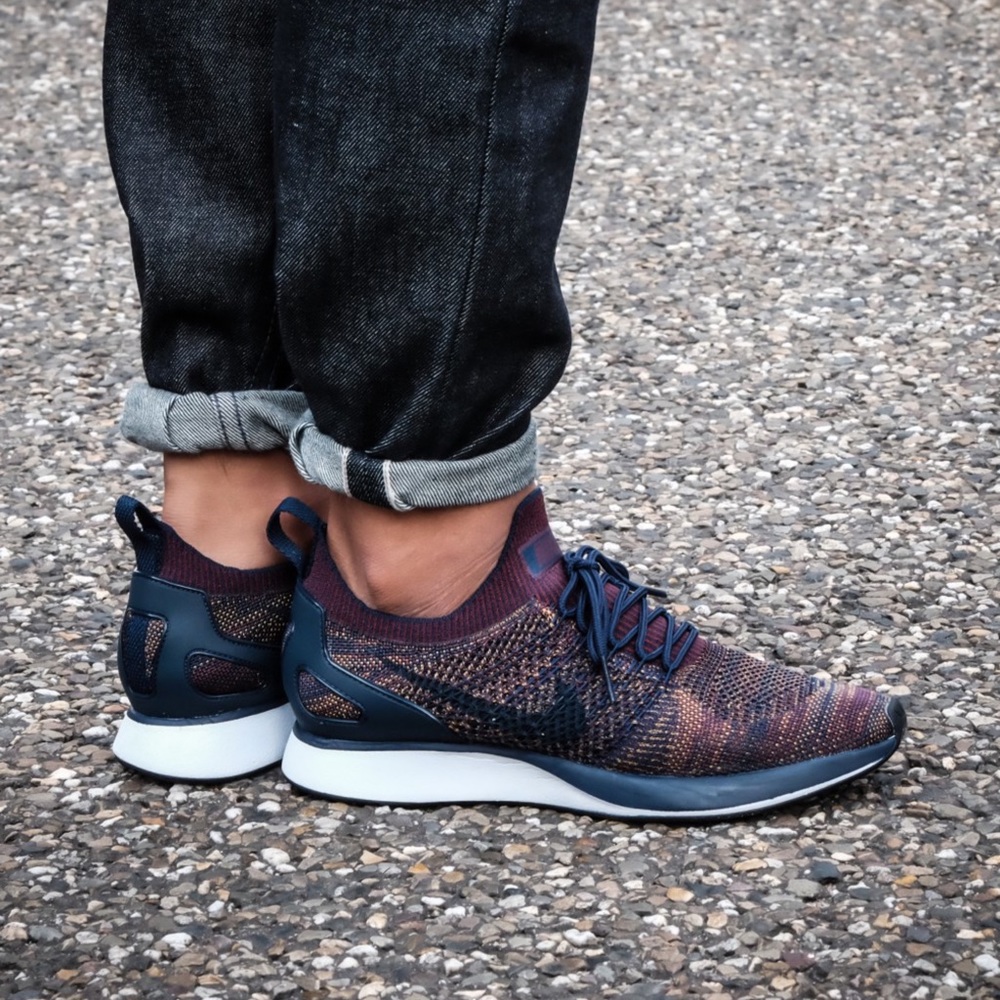 Nike Air Zoom Mariah Flyknit Racer Sz 9 In College Navy Bordeaux - Picture 1 of 11